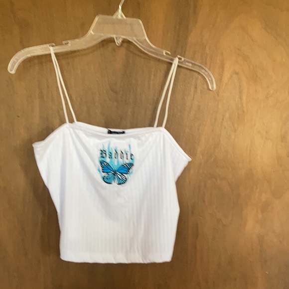 Relisted Rue21 top embroidered baddie butterfly white ribbed top casual summer - Picture 9 of 12